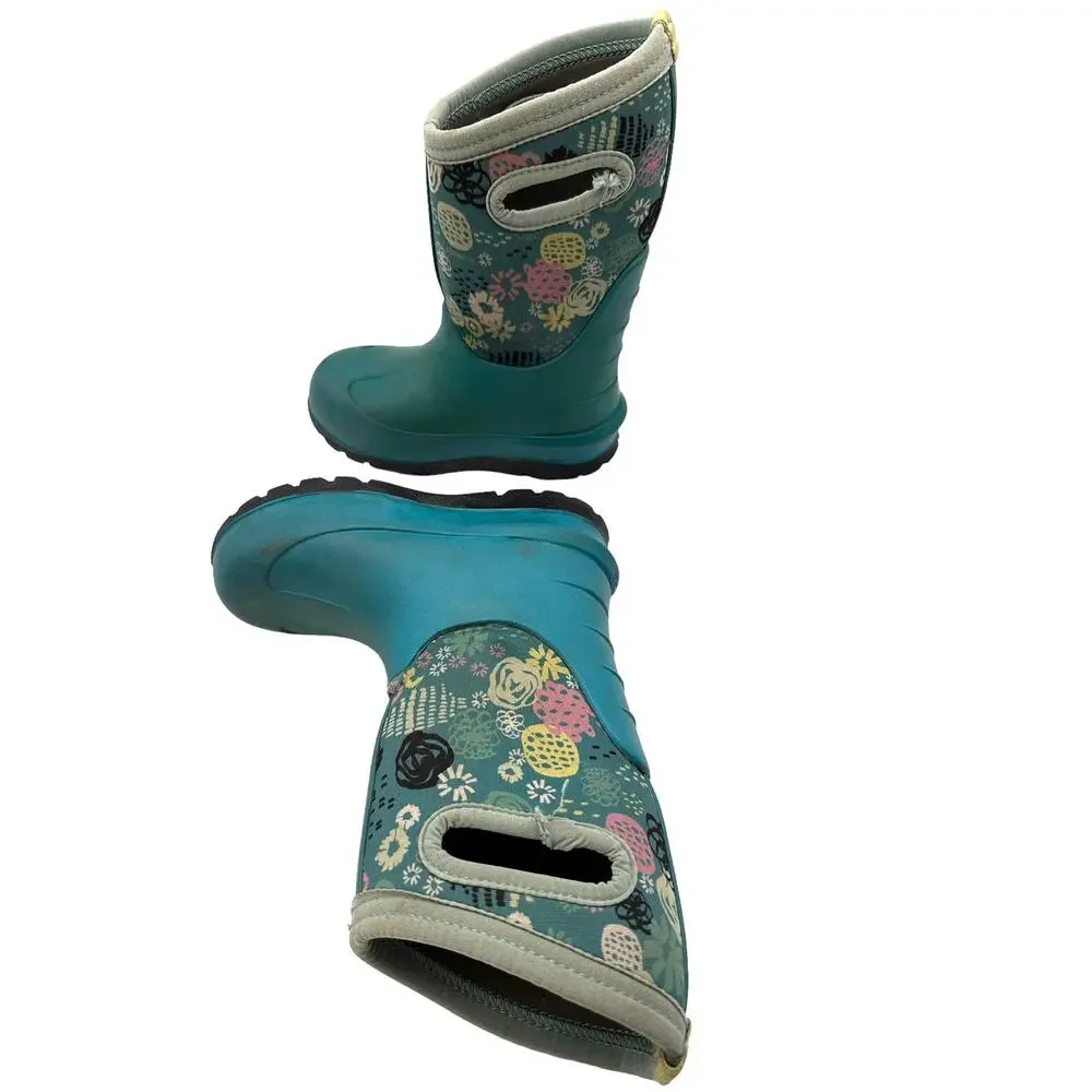 Bogs Neo-Classic Kids Sz: 10 Teal (READ) Floral Insulated Winter Boot 72577- 448